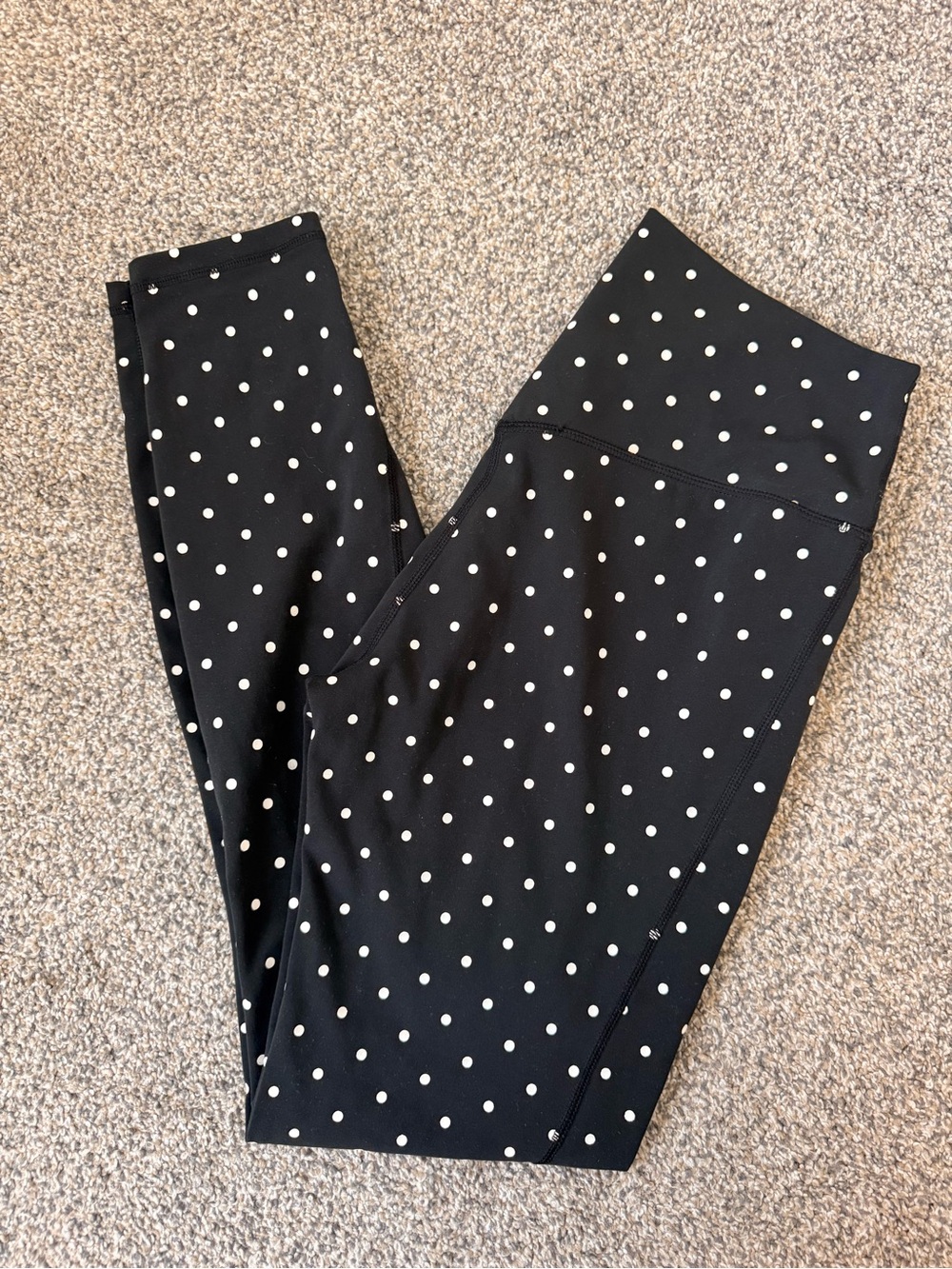Acta Wear Black Polka Dot High-Waist Leggings